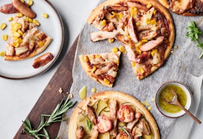 Pizza m. kyllingestrimler